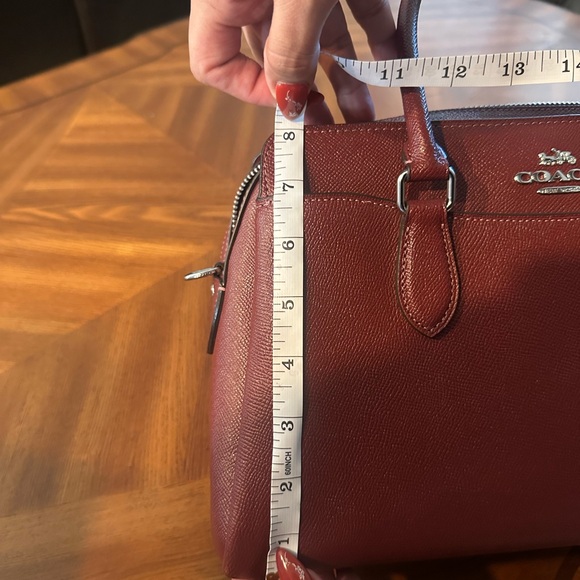 Coach Red Leather Satchel with Signature Design - Picture 8 of 12